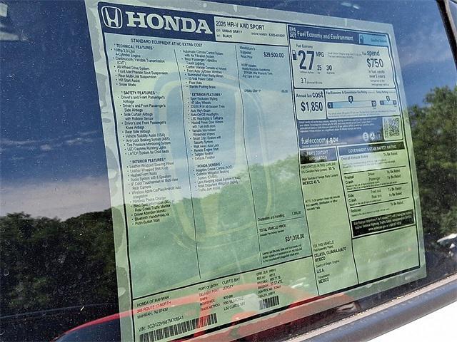 new 2026 Honda HR-V car, priced at $31,350