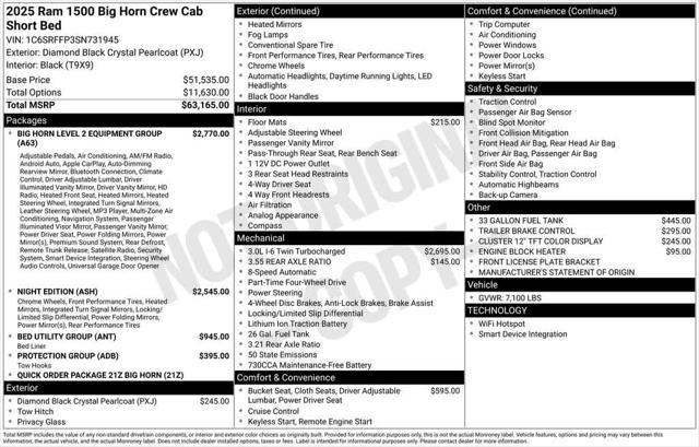 new 2025 Ram 1500 car, priced at $61,169