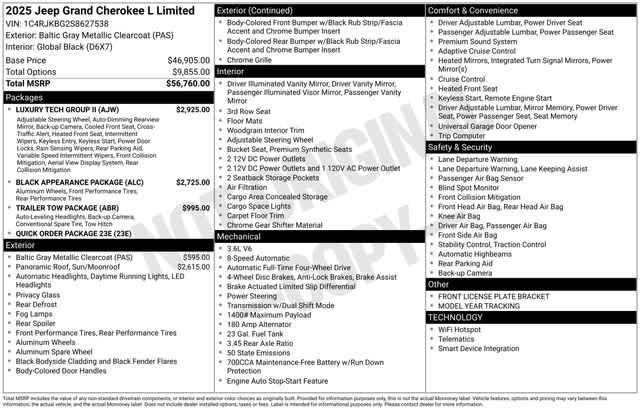 new 2025 Jeep Grand Cherokee L car, priced at $52,855