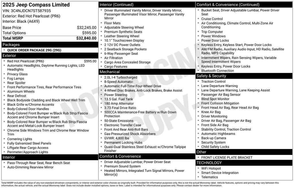 new 2025 Jeep Compass car, priced at $30,998