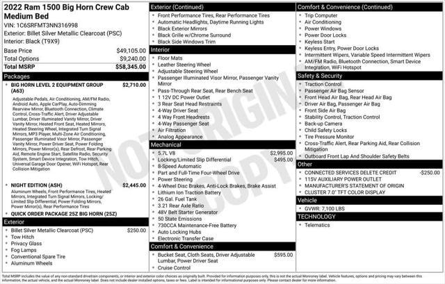 used 2022 Ram 1500 car, priced at $36,444