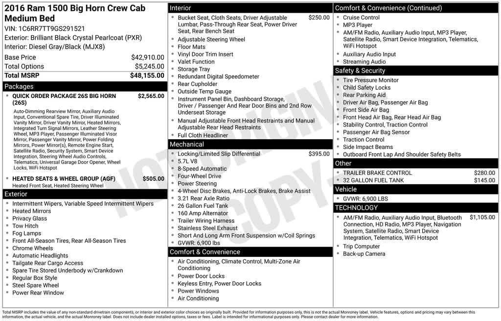 used 2016 Ram 1500 car, priced at $21,442
