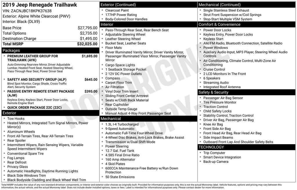 used 2019 Jeep Renegade car, priced at $15,737