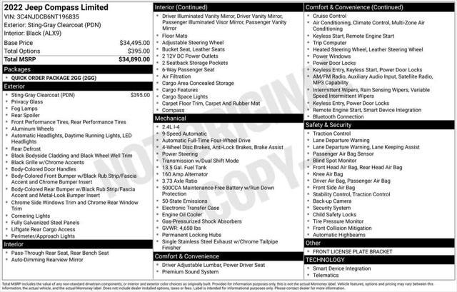 used 2022 Jeep Compass car, priced at $23,347