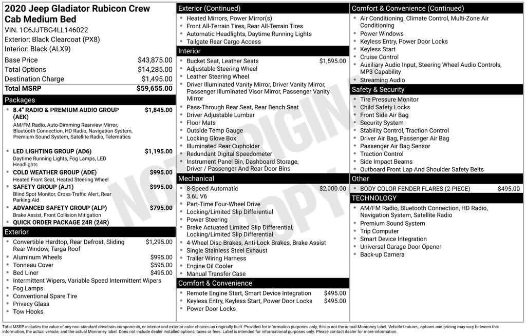 used 2020 Jeep Gladiator car, priced at $28,526