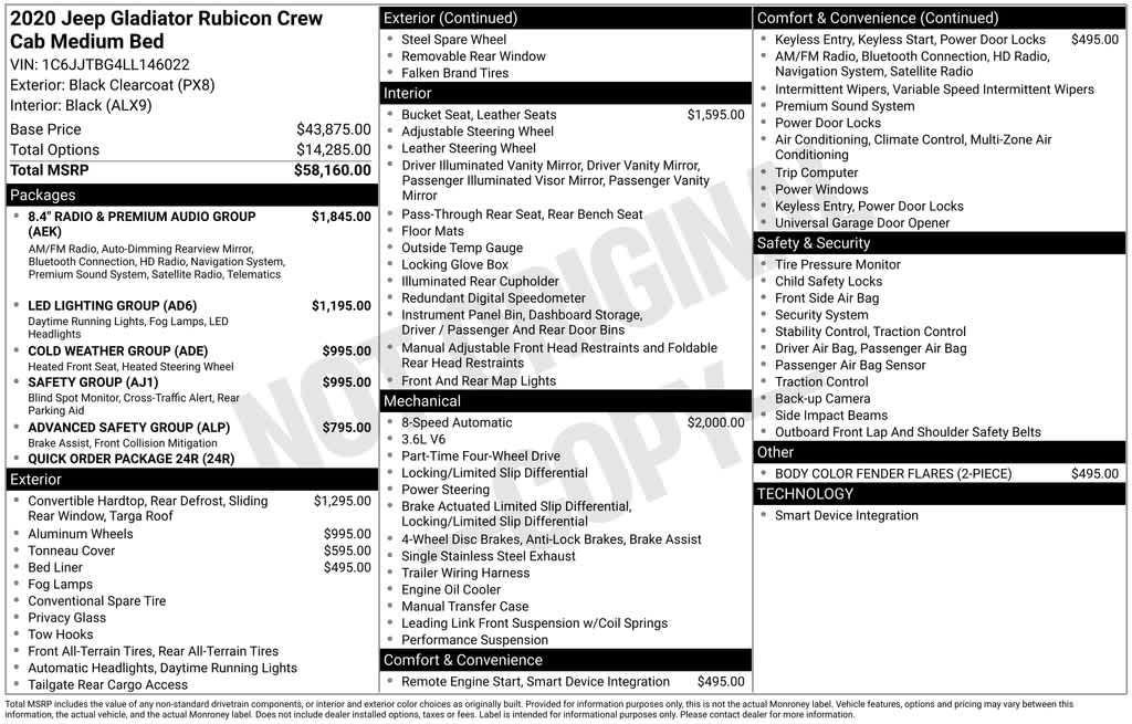 used 2020 Jeep Gladiator car, priced at $29,707