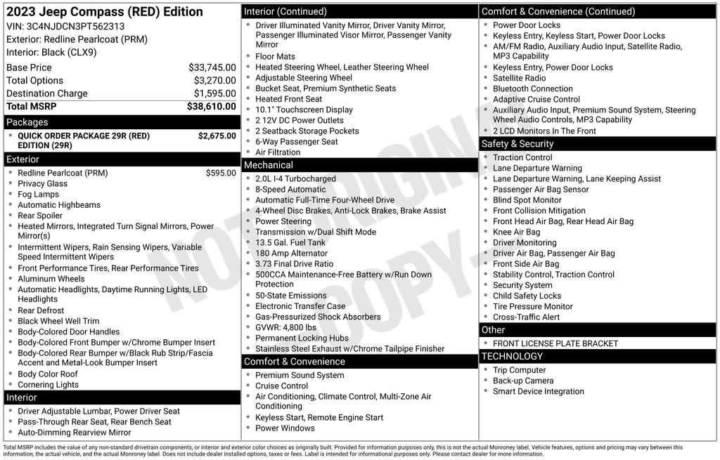 used 2023 Jeep Compass car, priced at $24,603