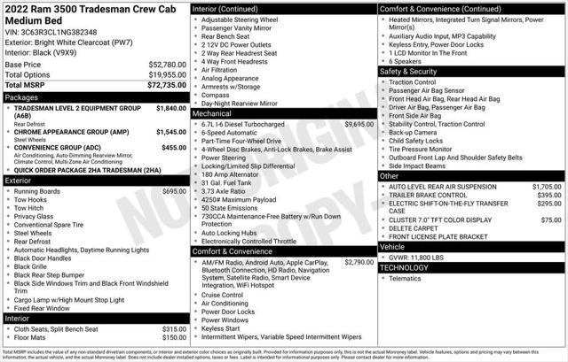 used 2022 Ram 3500 car, priced at $49,966