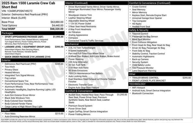 new 2025 Ram 1500 car, priced at $64,177