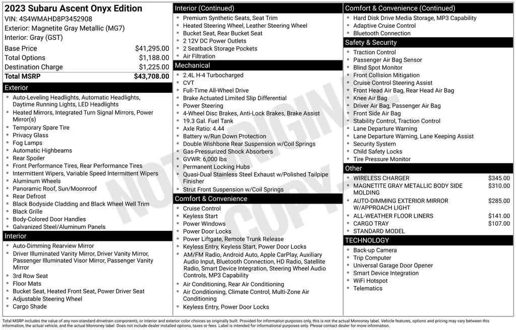 used 2023 Subaru Ascent car, priced at $34,800