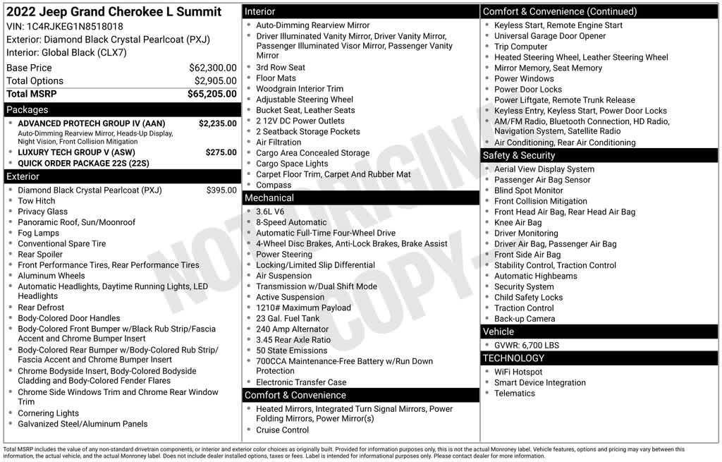 used 2022 Jeep Grand Cherokee L car, priced at $40,730