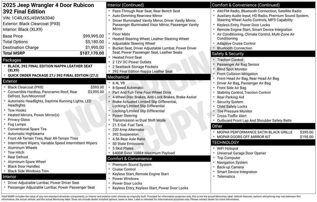 new 2025 Jeep Wrangler car, priced at $97,998