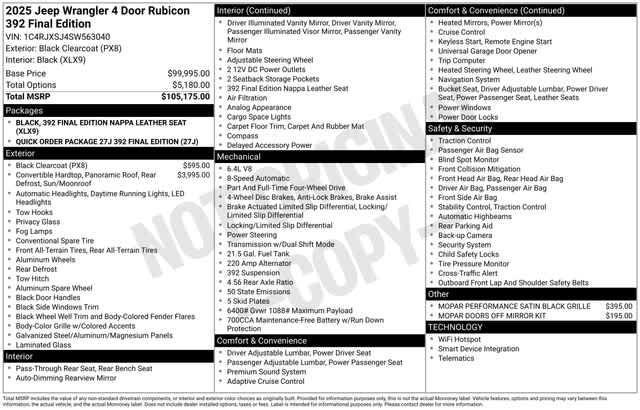 new 2025 Jeep Wrangler car, priced at $103,498