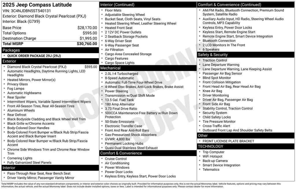 used 2025 Jeep Compass car, priced at $23,656