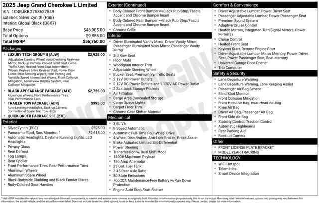 new 2025 Jeep Grand Cherokee L car, priced at $52,855
