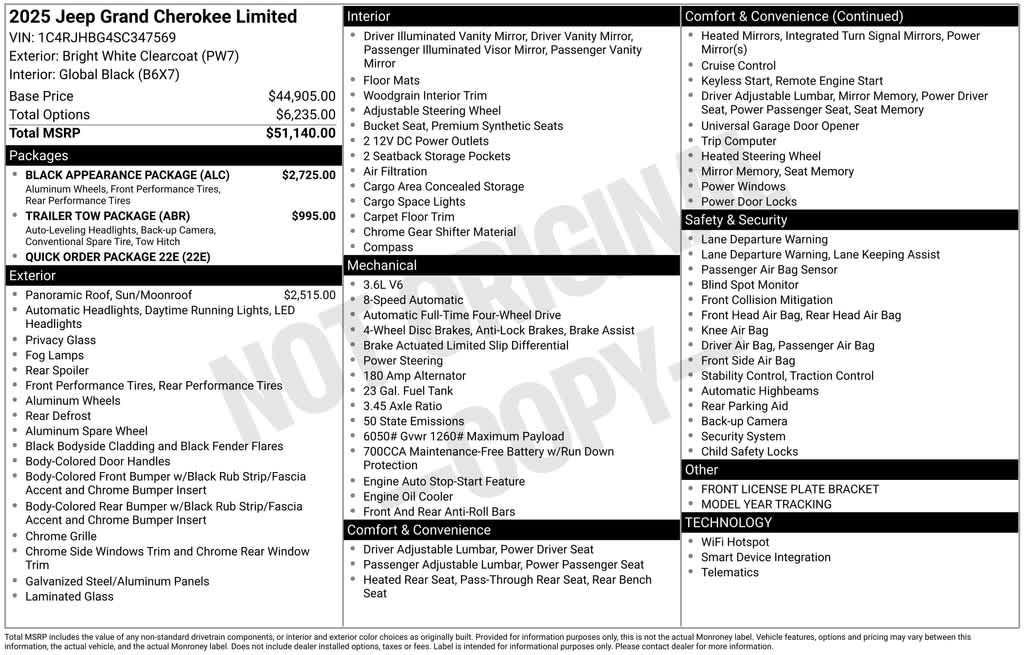 new 2025 Jeep Grand Cherokee car, priced at $49,260