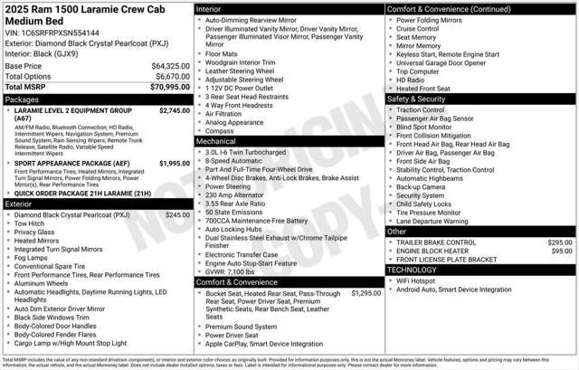 new 2025 Ram 1500 car, priced at $66,524