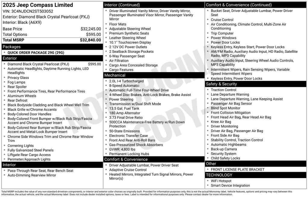 new 2025 Jeep Compass car, priced at $32,498