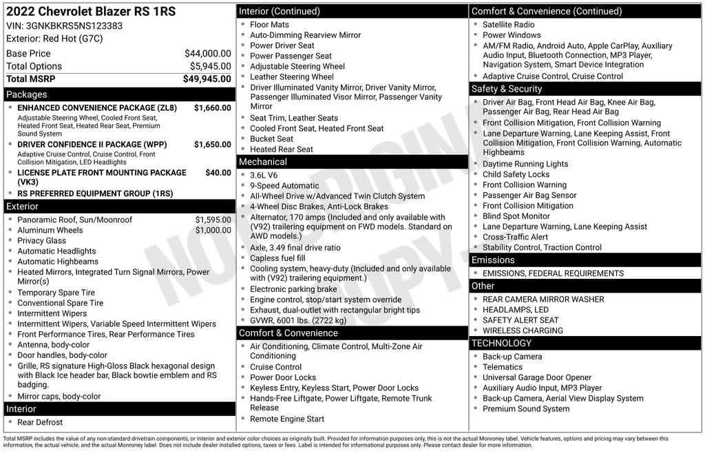 used 2022 Chevrolet Blazer car, priced at $28,843