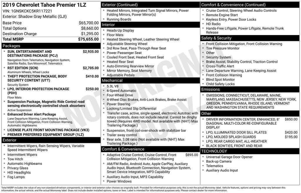 used 2019 Chevrolet Tahoe car, priced at $33,987