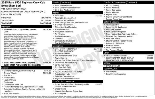 new 2025 Ram 1500 car, priced at $81,855