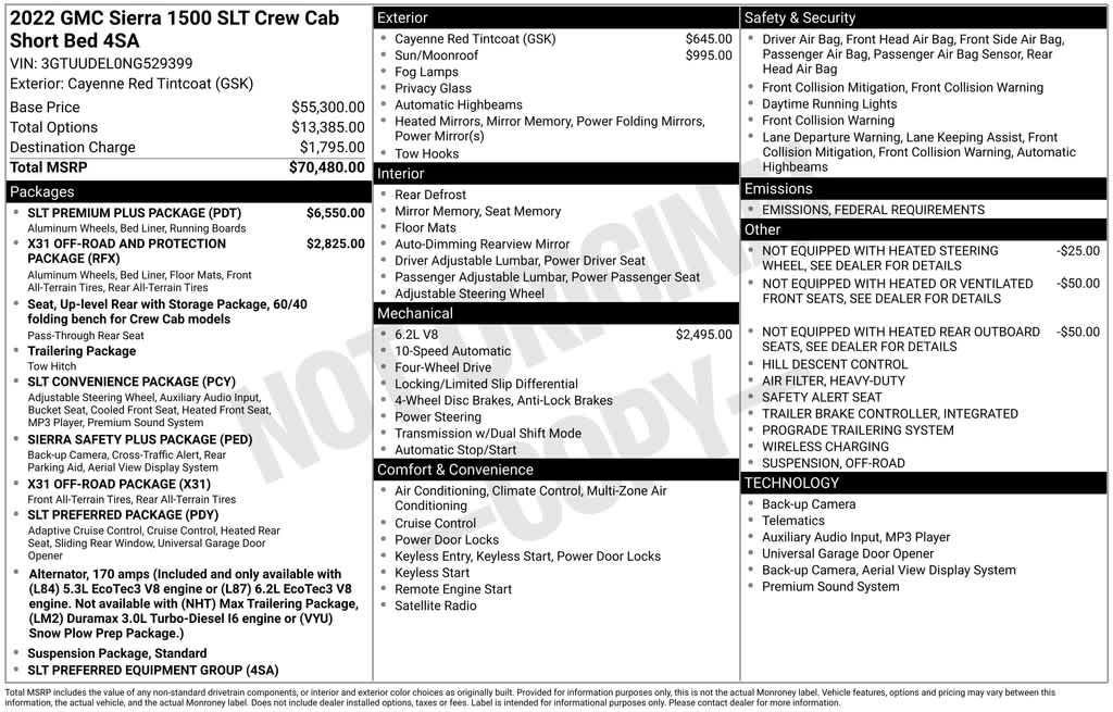 used 2022 GMC Sierra 1500 car, priced at $47,828