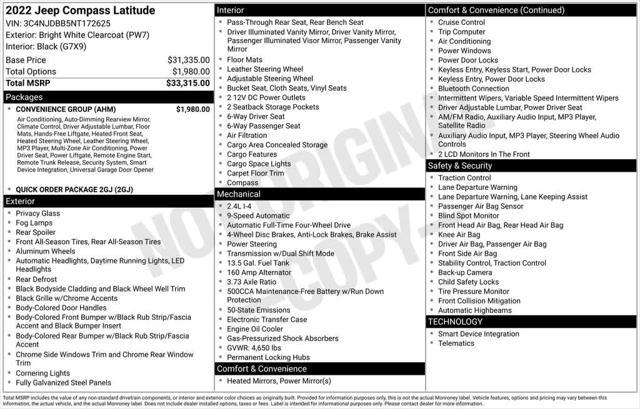 used 2022 Jeep Compass car, priced at $22,773