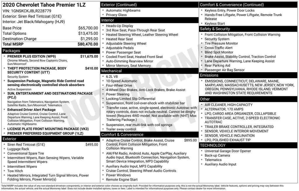 used 2020 Chevrolet Tahoe car, priced at $35,347