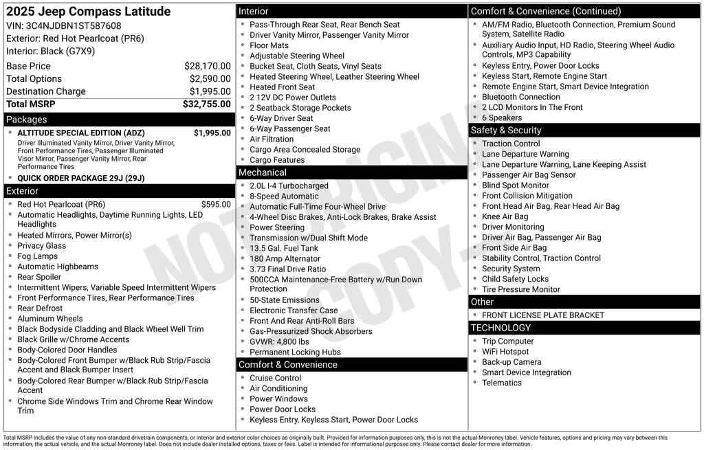 new 2025 Jeep Compass car, priced at $27,998