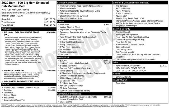 used 2022 Ram 1500 car, priced at $35,998
