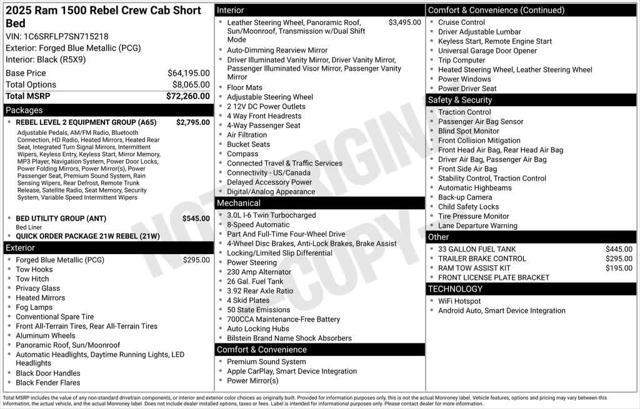 new 2025 Ram 1500 car, priced at $69,717