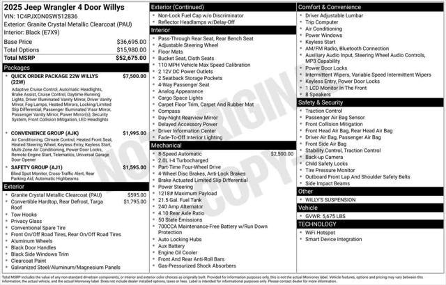 new 2025 Jeep Wrangler car, priced at $52,709