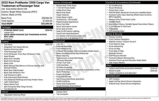 new 2025 Ram ProMaster 2500 car, priced at $52,165