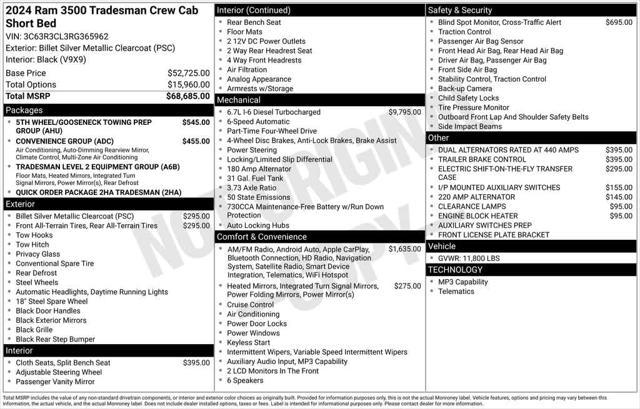 new 2024 Ram 3500 car, priced at $64,130