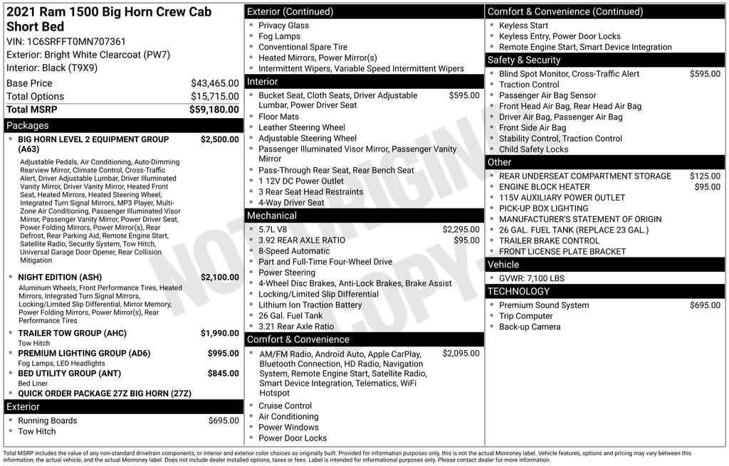 used 2021 Ram 1500 car, priced at $30,905