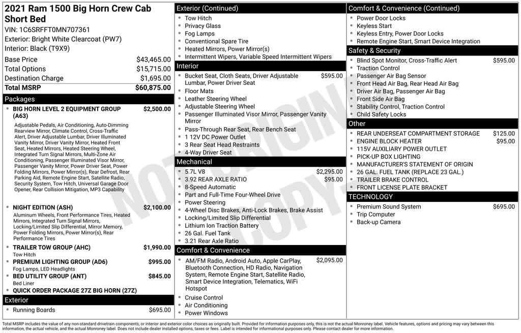 used 2021 Ram 1500 car, priced at $30,547