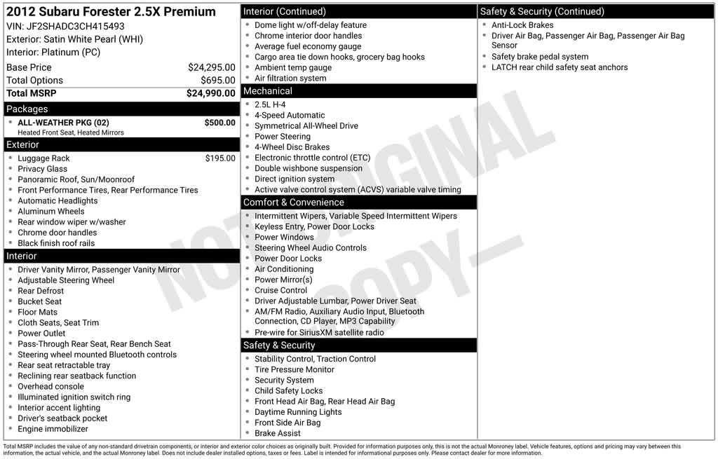 used 2012 Subaru Forester car, priced at $8,418
