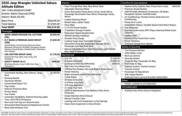used 2020 Jeep Wrangler Unlimited car, priced at $28,464