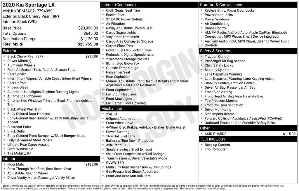 used 2020 Kia Sportage car, priced at $13,000