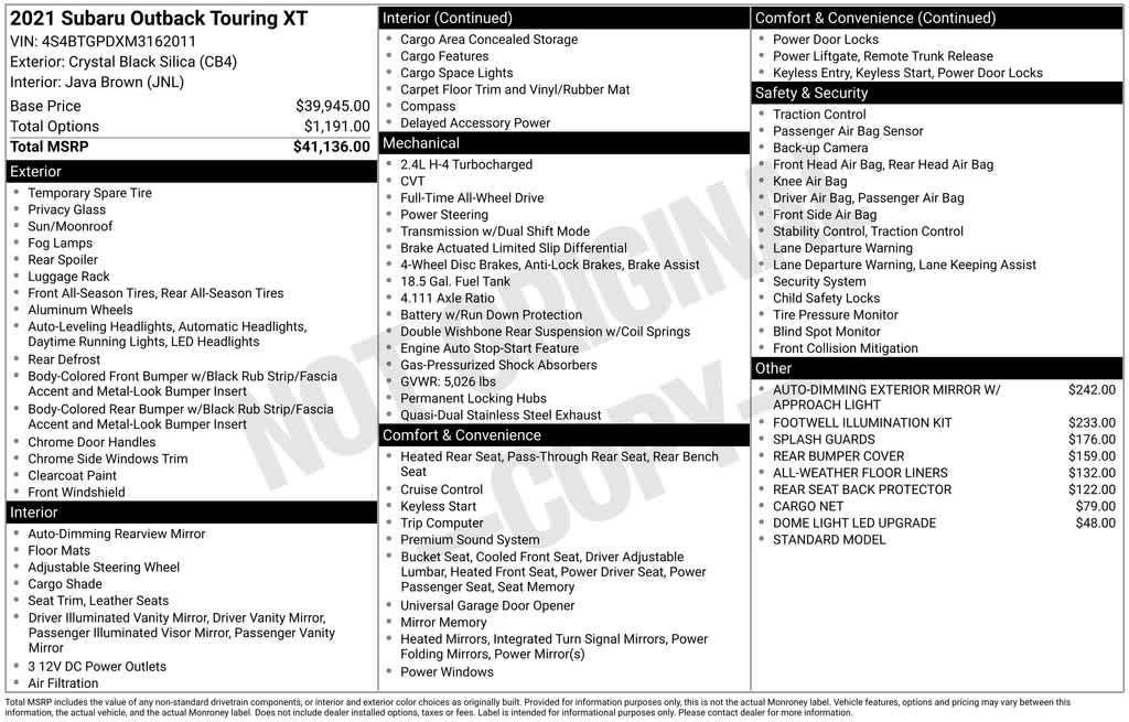 used 2021 Subaru Outback car, priced at $27,449