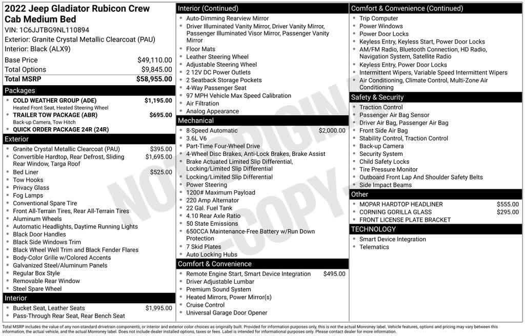 used 2022 Jeep Gladiator car, priced at $33,912