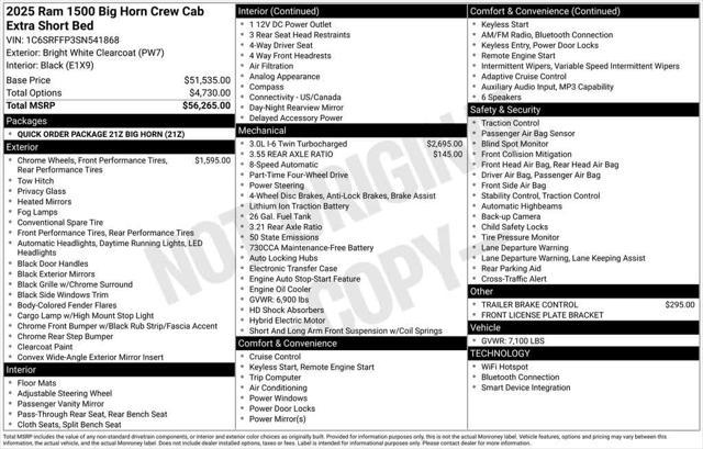 new 2025 Ram 1500 car, priced at $55,550
