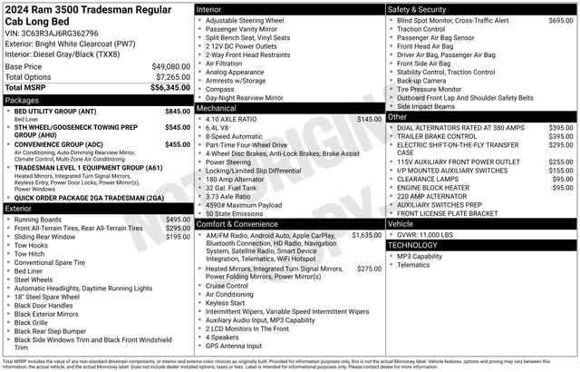 new 2024 Ram 3500 car, priced at $52,998