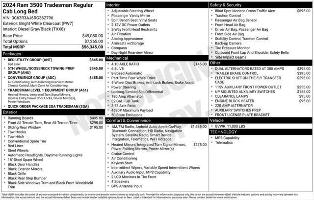 new 2024 Ram 3500 car, priced at $52,998
