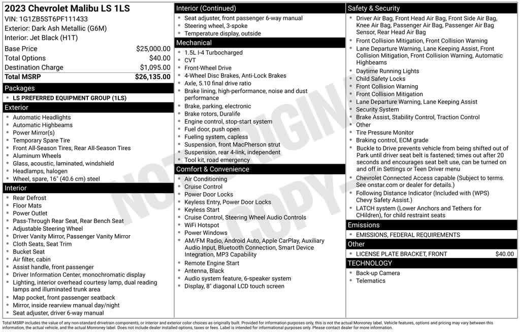 used 2023 Chevrolet Malibu car, priced at $14,993