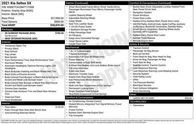 used 2021 Kia Seltos car, priced at $20,712