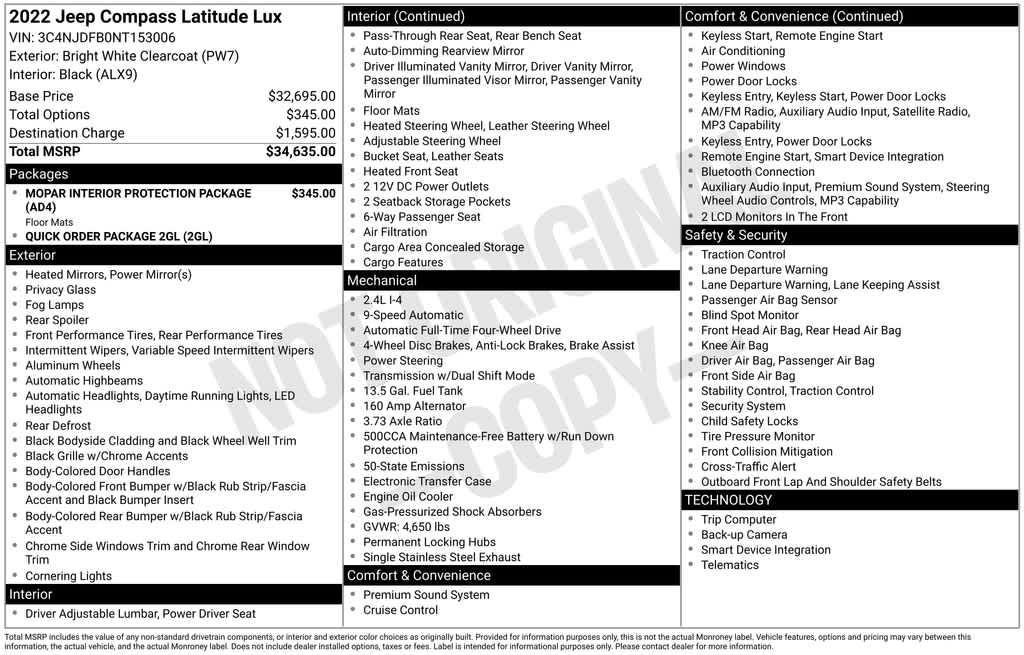 used 2022 Jeep Compass car, priced at $25,016