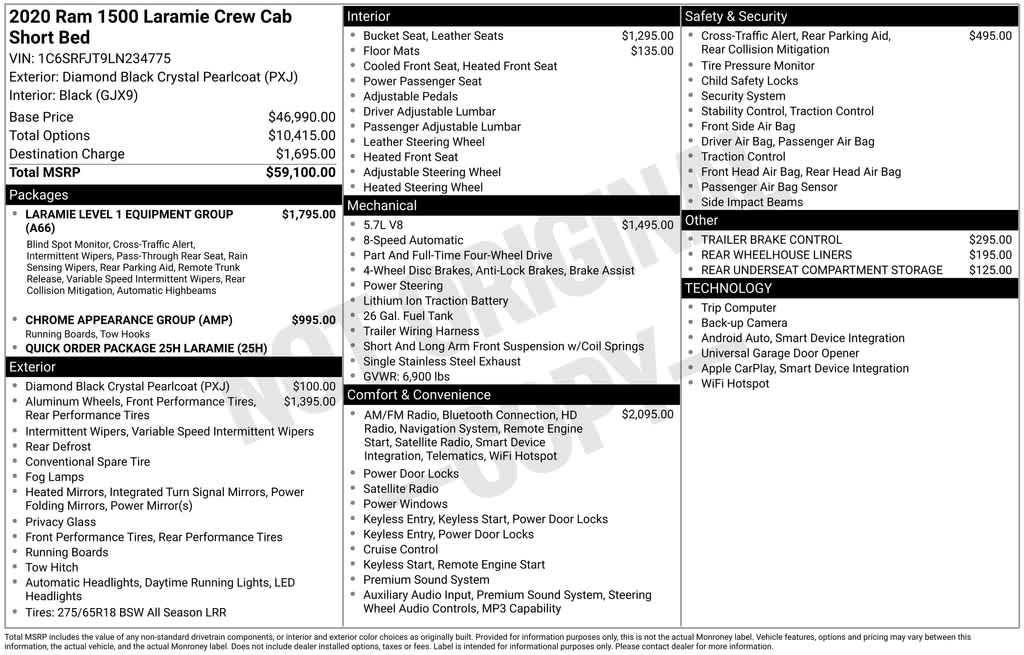 used 2020 Ram 1500 car, priced at $29,288