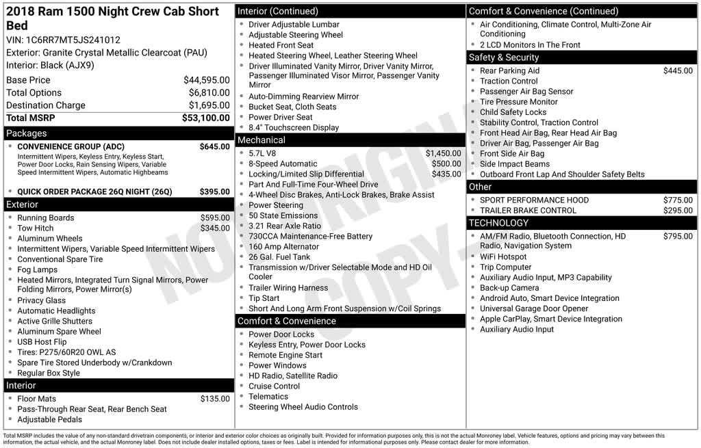 used 2018 Ram 1500 car, priced at $26,834