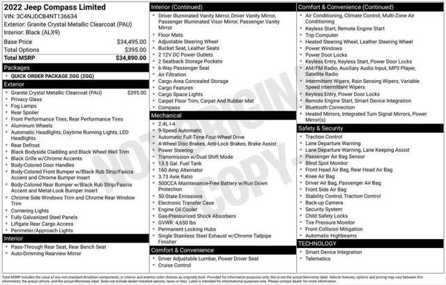 used 2022 Jeep Compass car, priced at $23,805